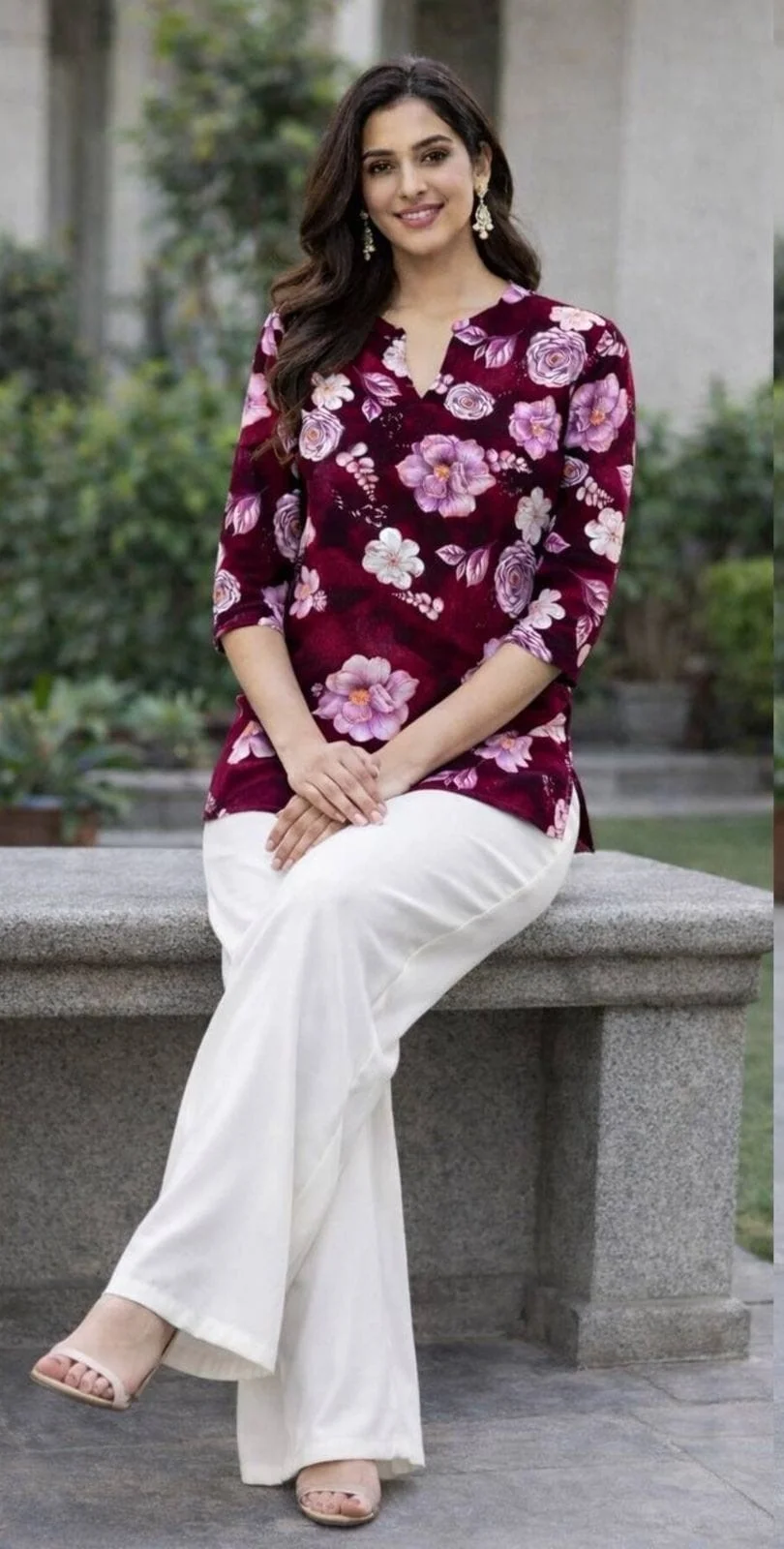 Zamkudi Wine Bloom Co-ord Set – Wine Purple